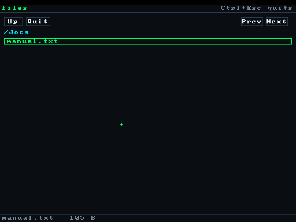 The file browser running